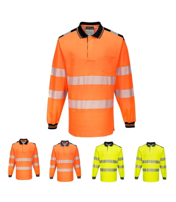 Portwest T184  PW3 Hi Vis Long Sleeve Polo